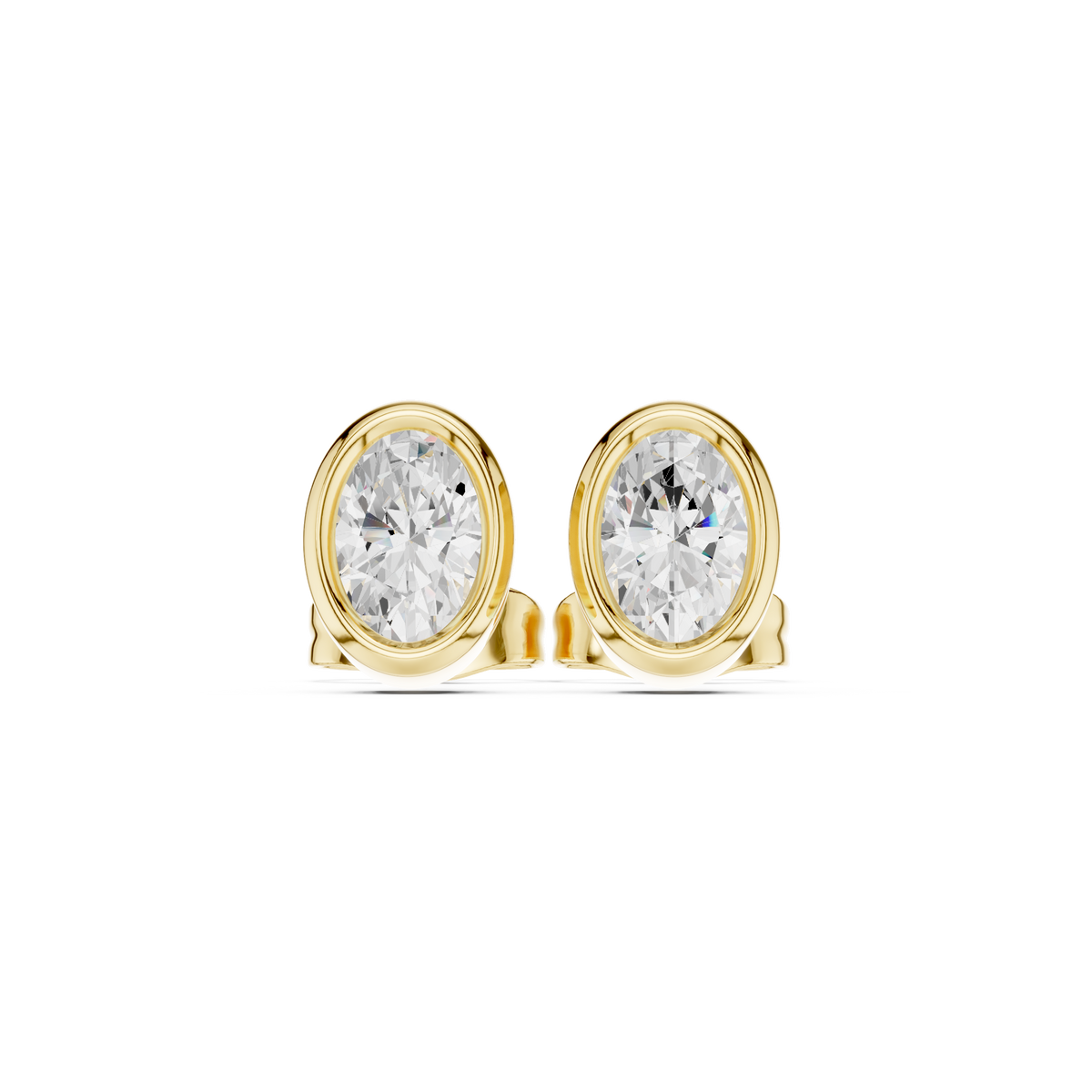 Elviora Oval Diamond Bezel Studs