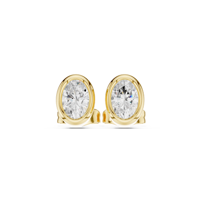 Elviora Oval Diamond Bezel Studs