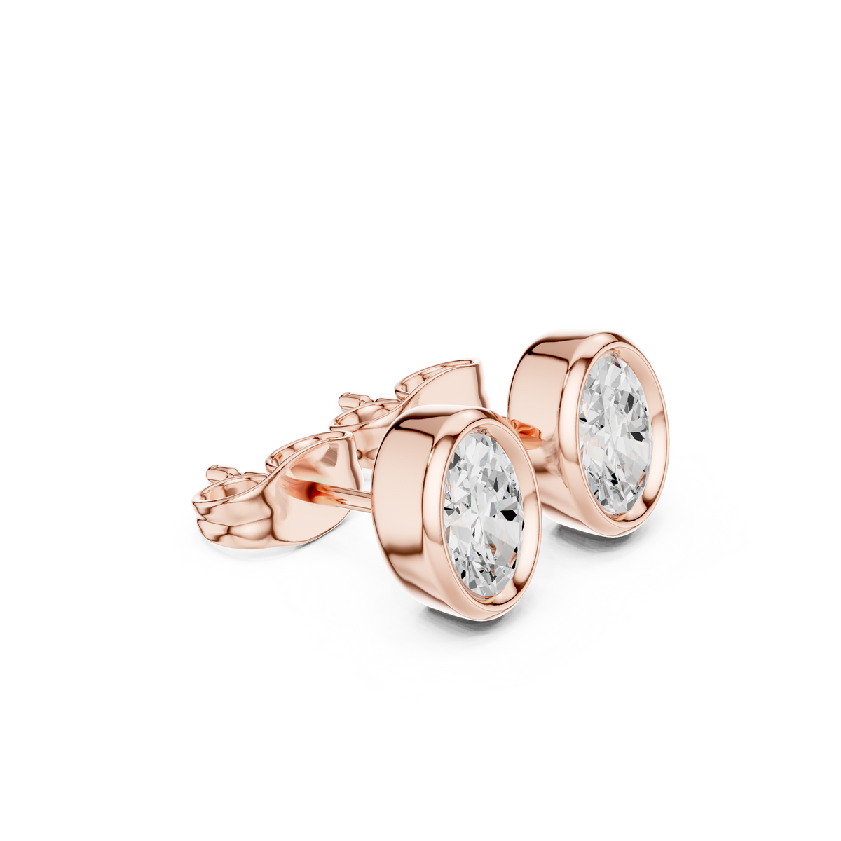 Elviora Oval Diamond Bezel Studs