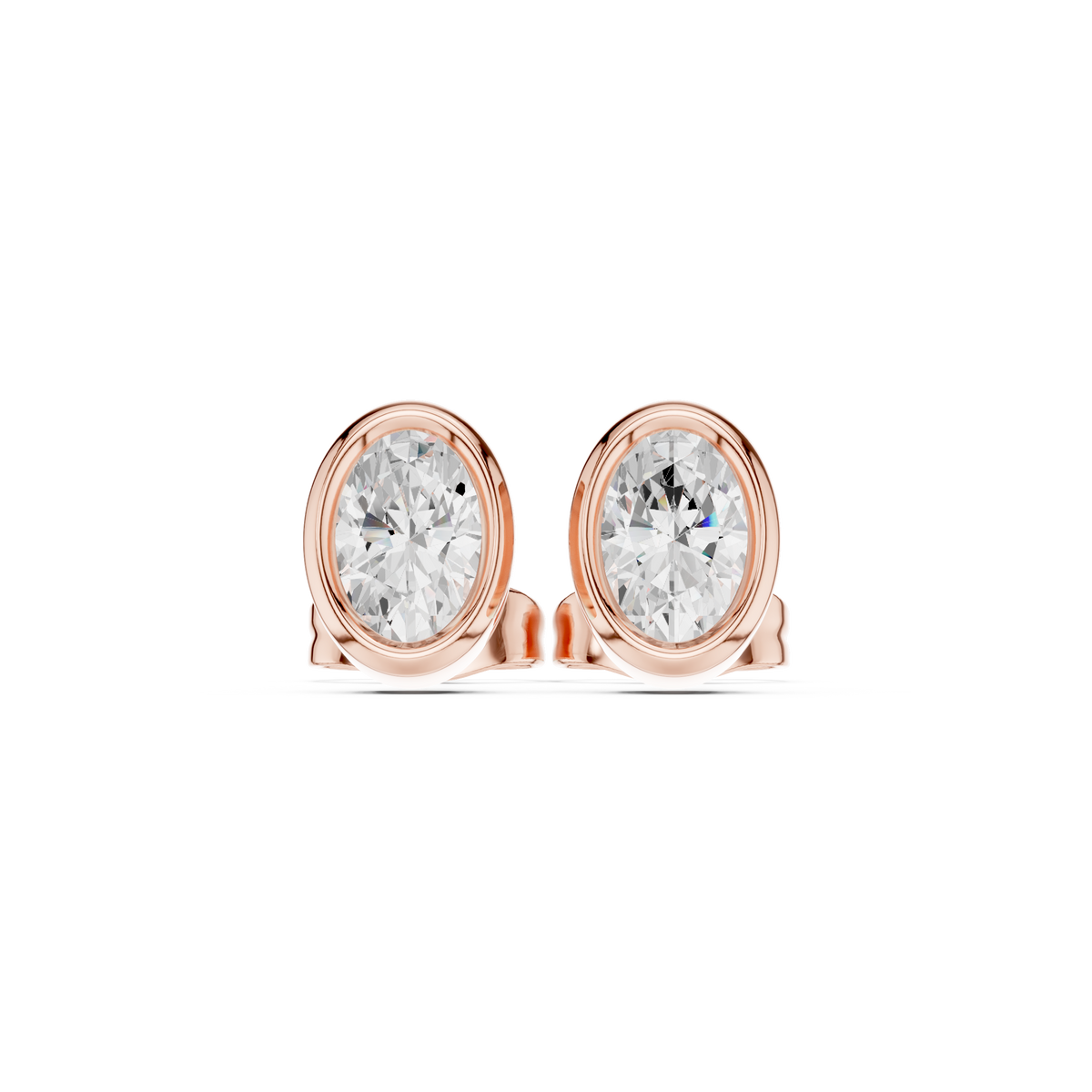Elviora Oval Diamond Bezel Studs