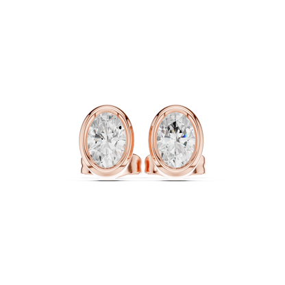 Elviora Oval Diamond Bezel Studs