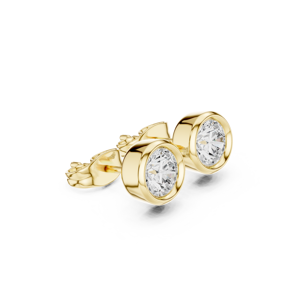 Elvara Round Diamond Bezel Studs