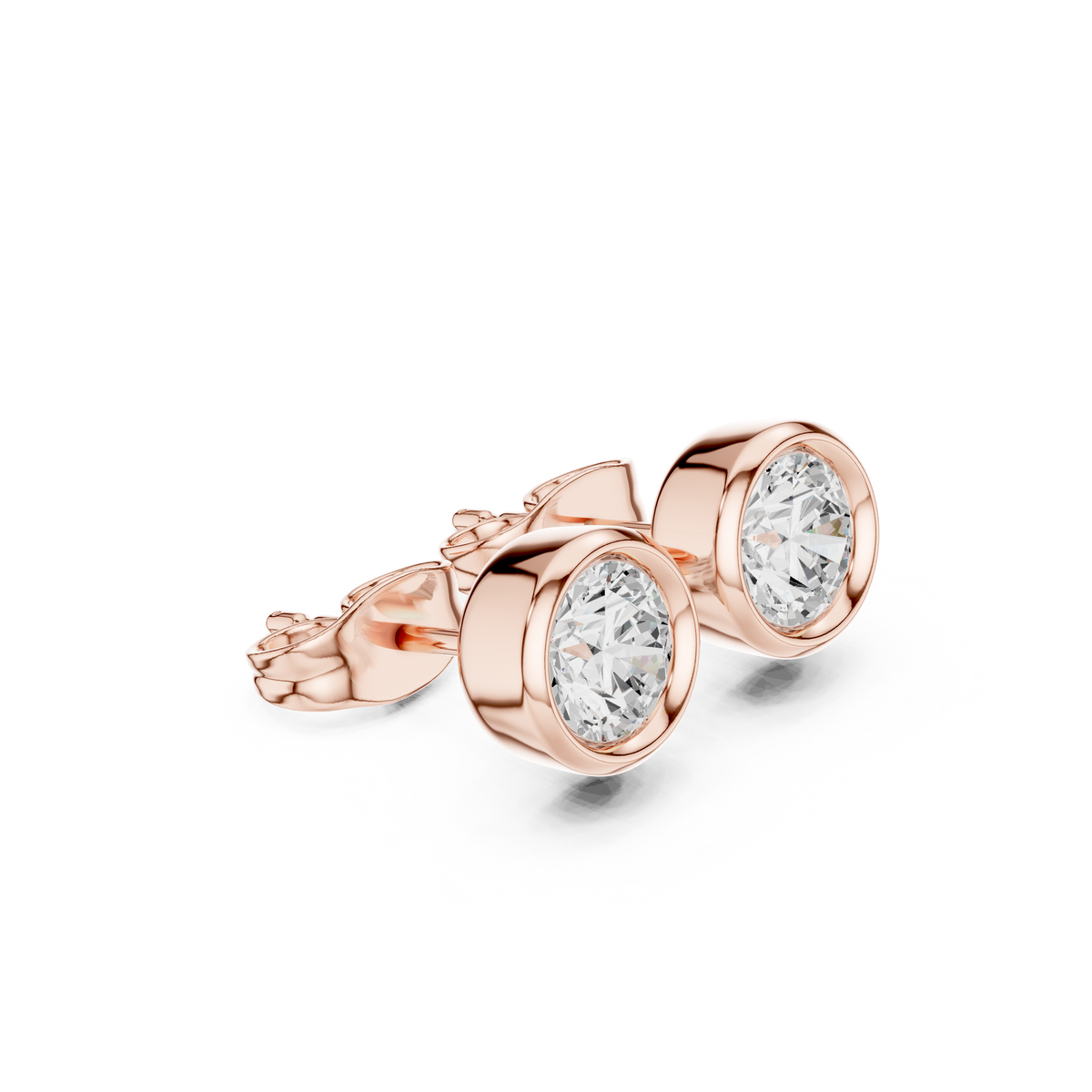 Elvara Round Diamond Bezel Studs