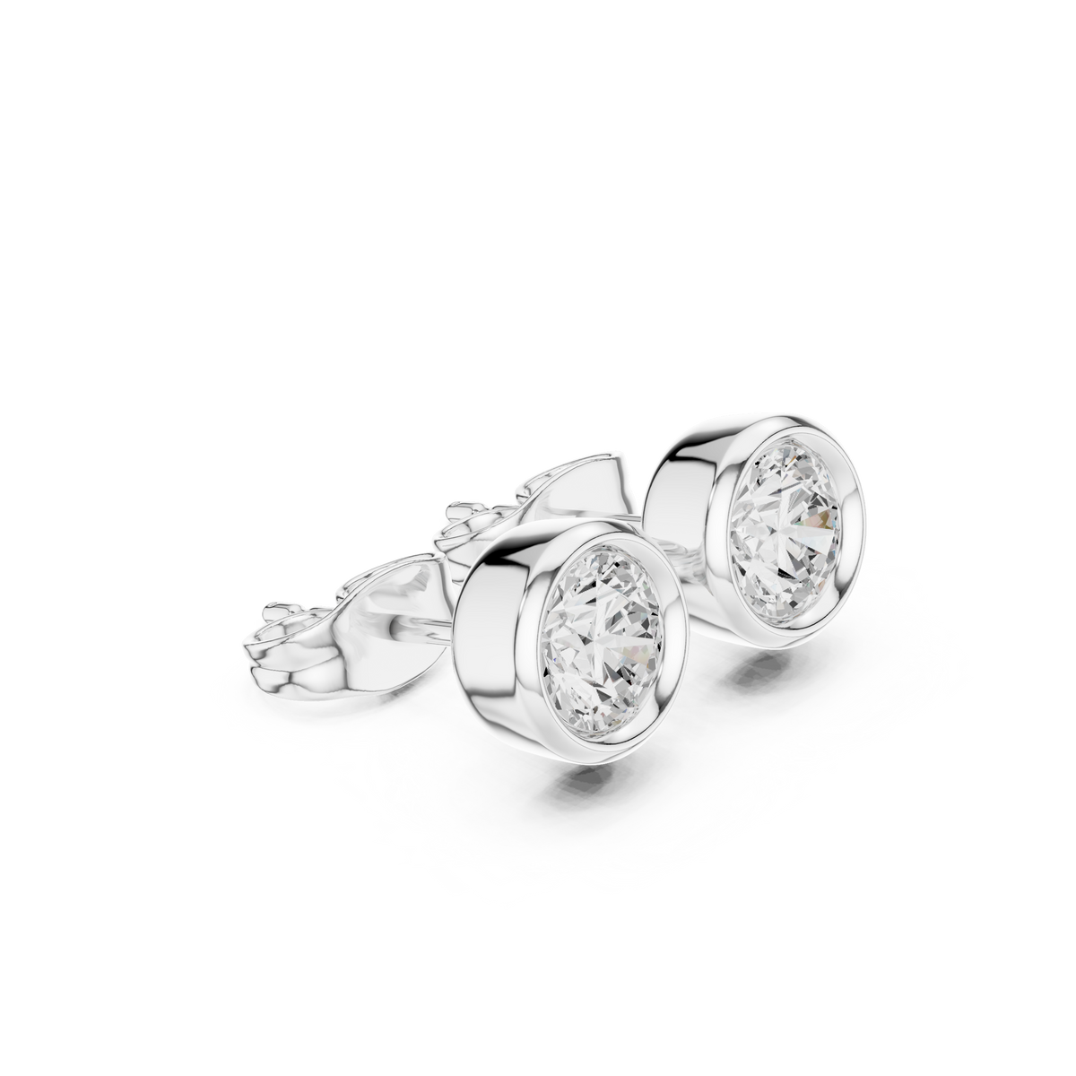 Elvara Round Diamond Bezel Studs