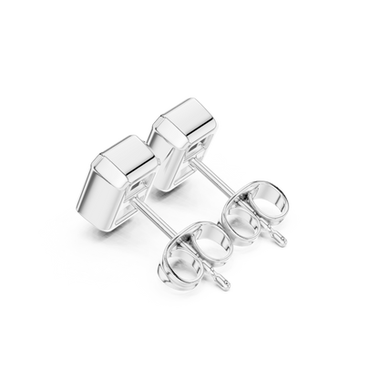 Regal Prism Emerald Cut Moissanite Stud Earrings in 925 Sterling Silver