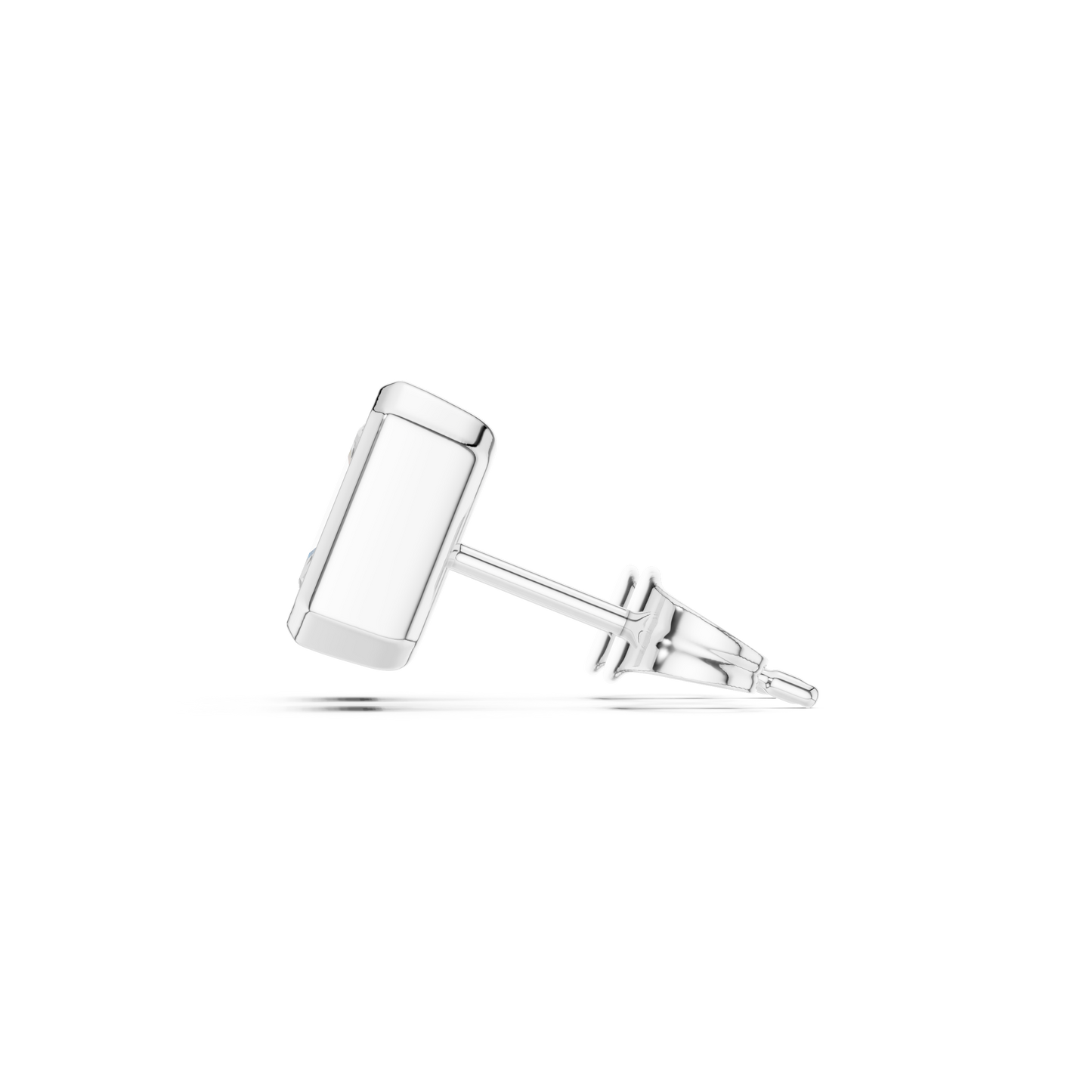 Regal Prism Emerald Cut Moissanite Stud Earrings in 925 Sterling Silver