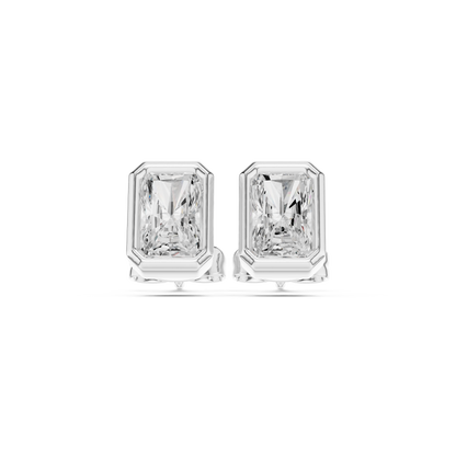 Regal Prism Emerald Cut Moissanite Stud Earrings in 925 Sterling Silver
