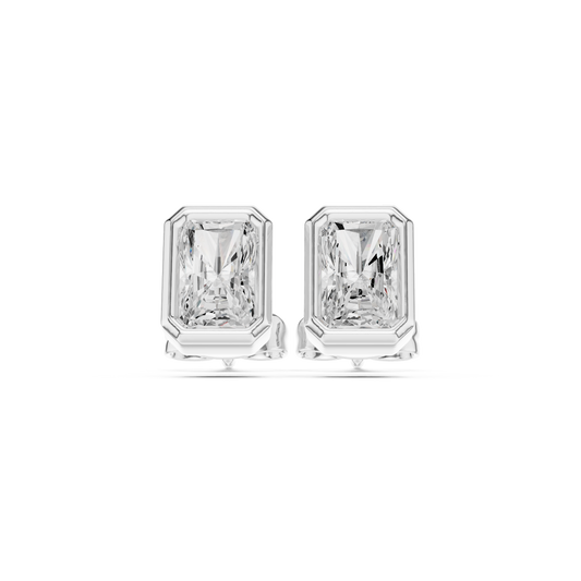 Regal Prism Emerald Cut Moissanite Stud Earrings in 925 Sterling Silver