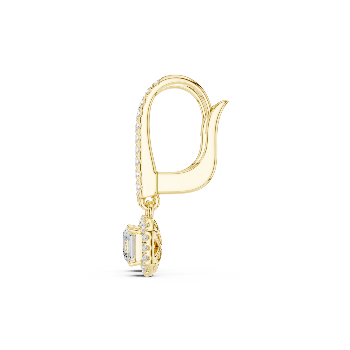 Elvienne Asscher Cut Halo Drop Earring