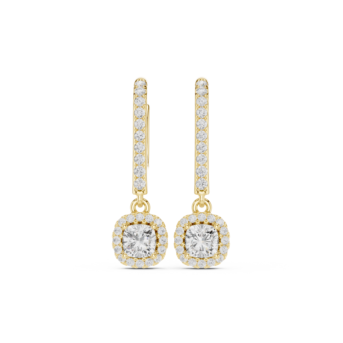Virella Cushion Halo Drop Earring
