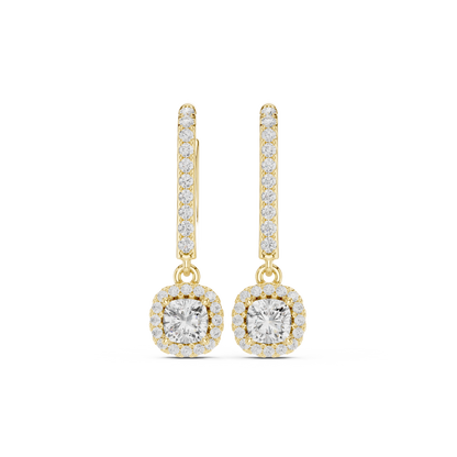 Virella Cushion Halo Drop Earring