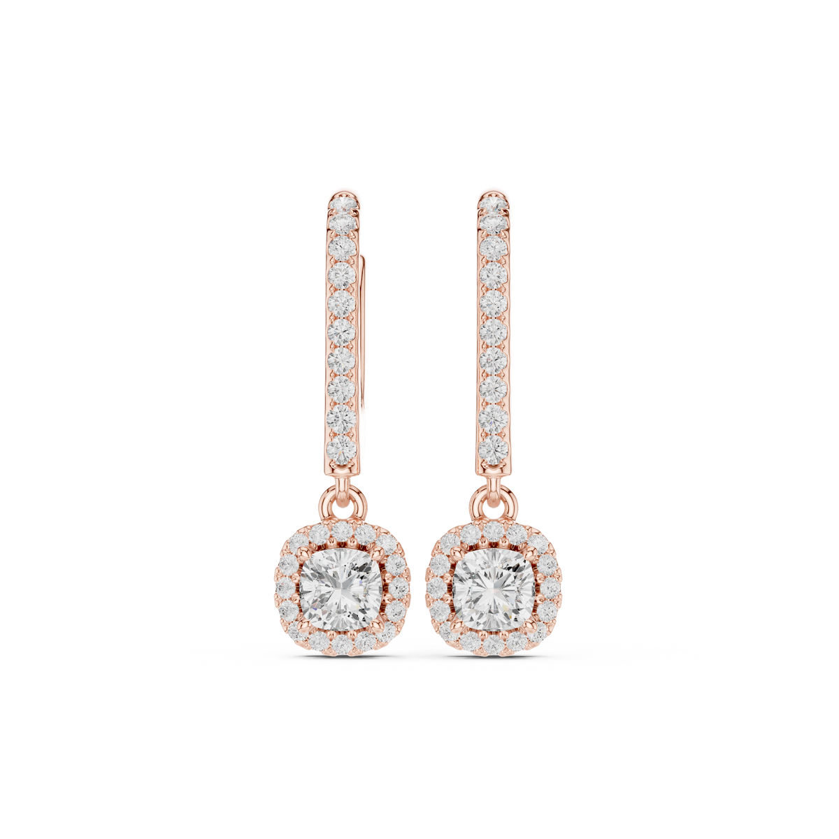 Virella Cushion Halo Drop Earring