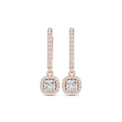 Virella Cushion Halo Drop Earring
