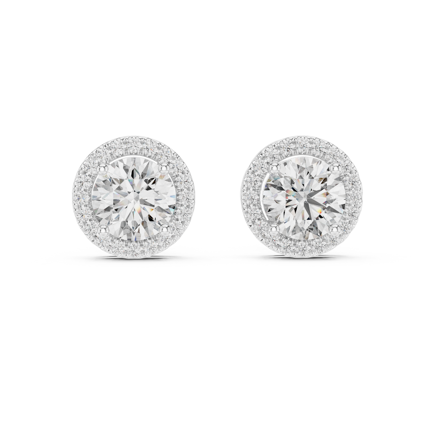 Halo of Brilliance Round Moissanite Halo Stud Earrings in 925 Sterling Silver