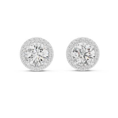 Halo of Brilliance Round Moissanite Halo Stud Earrings in 925 Sterling Silver
