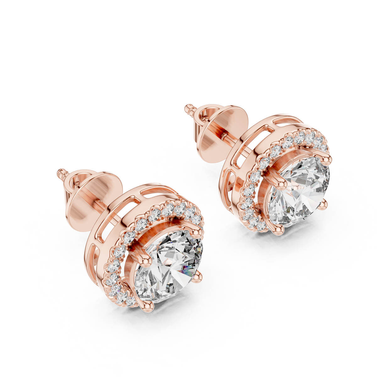 Zarelle Round Brilliant Halo Studs