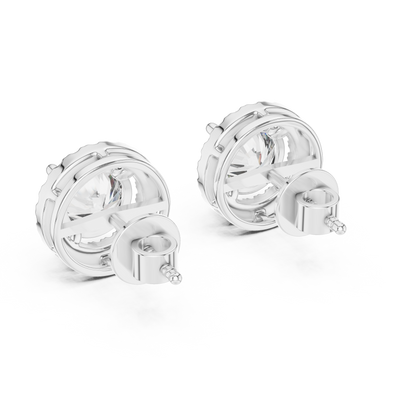 Halo of Brilliance Round Moissanite Halo Stud Earrings in 925 Sterling Silver