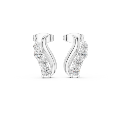 Serenique Wave Moissanite Stud Earrings in 925 Sterling Silver