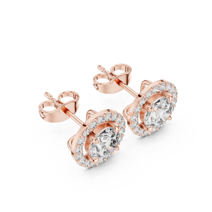 Norevia Floral Halo Diamond Studs