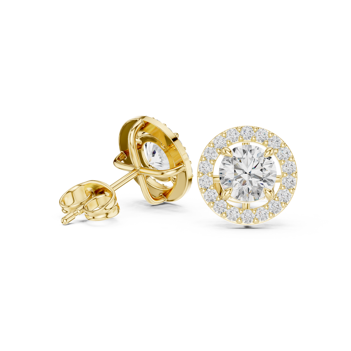 Norevia Floral Halo Diamond Studs