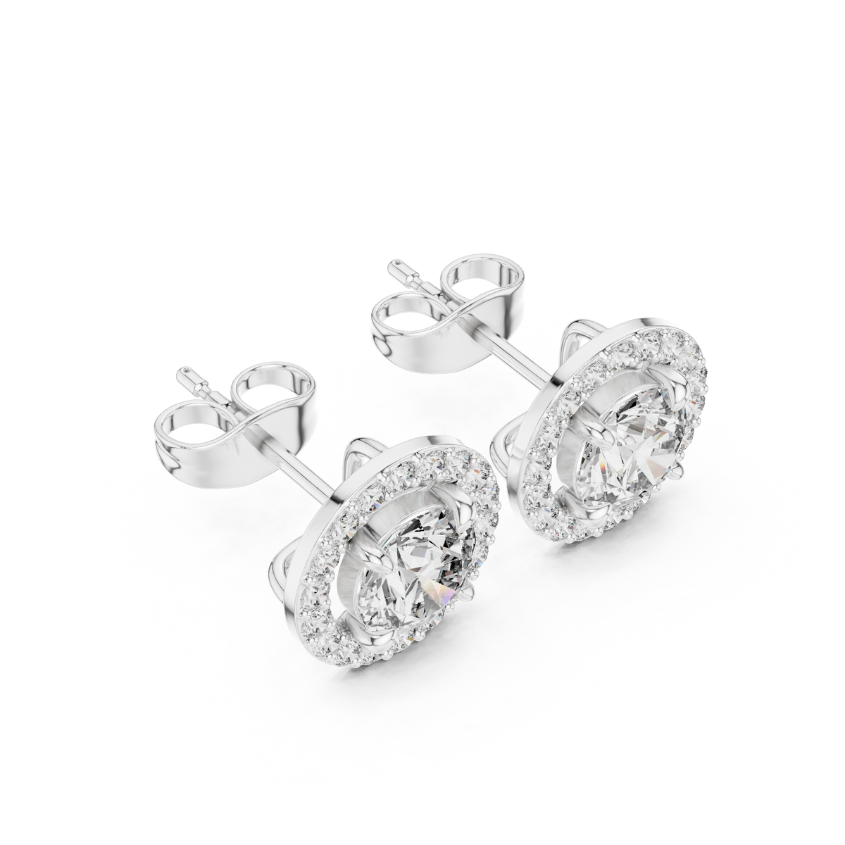 Norevia Floral Halo Diamond Studs