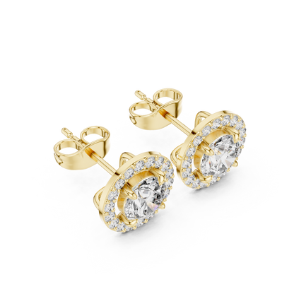Norevia Floral Halo Diamond Studs