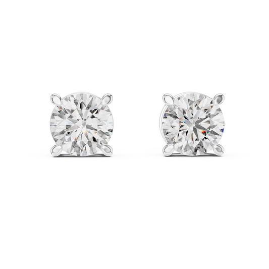 Radiance Round Brilliant Moissanite Stud Earrings in 925 Sterling Silver