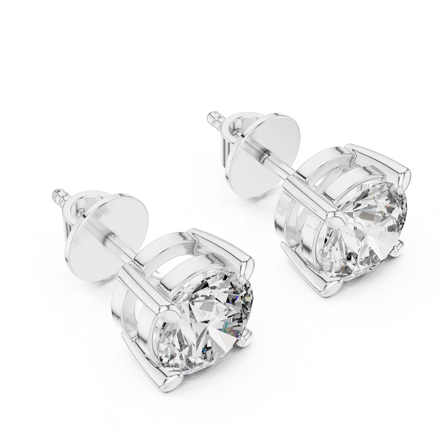 Radiance Round Brilliant Moissanite Stud Earrings in 925 Sterling Silver