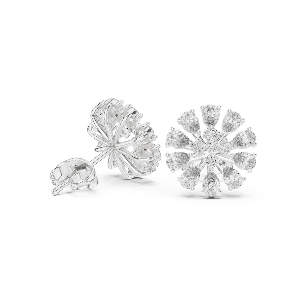 Elvanna Pear Bloom Diamond Studs