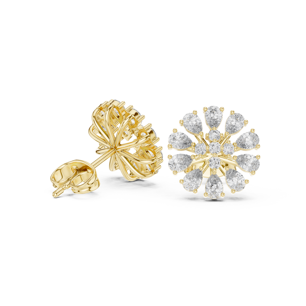 Elvanna Pear Bloom Diamond Studs