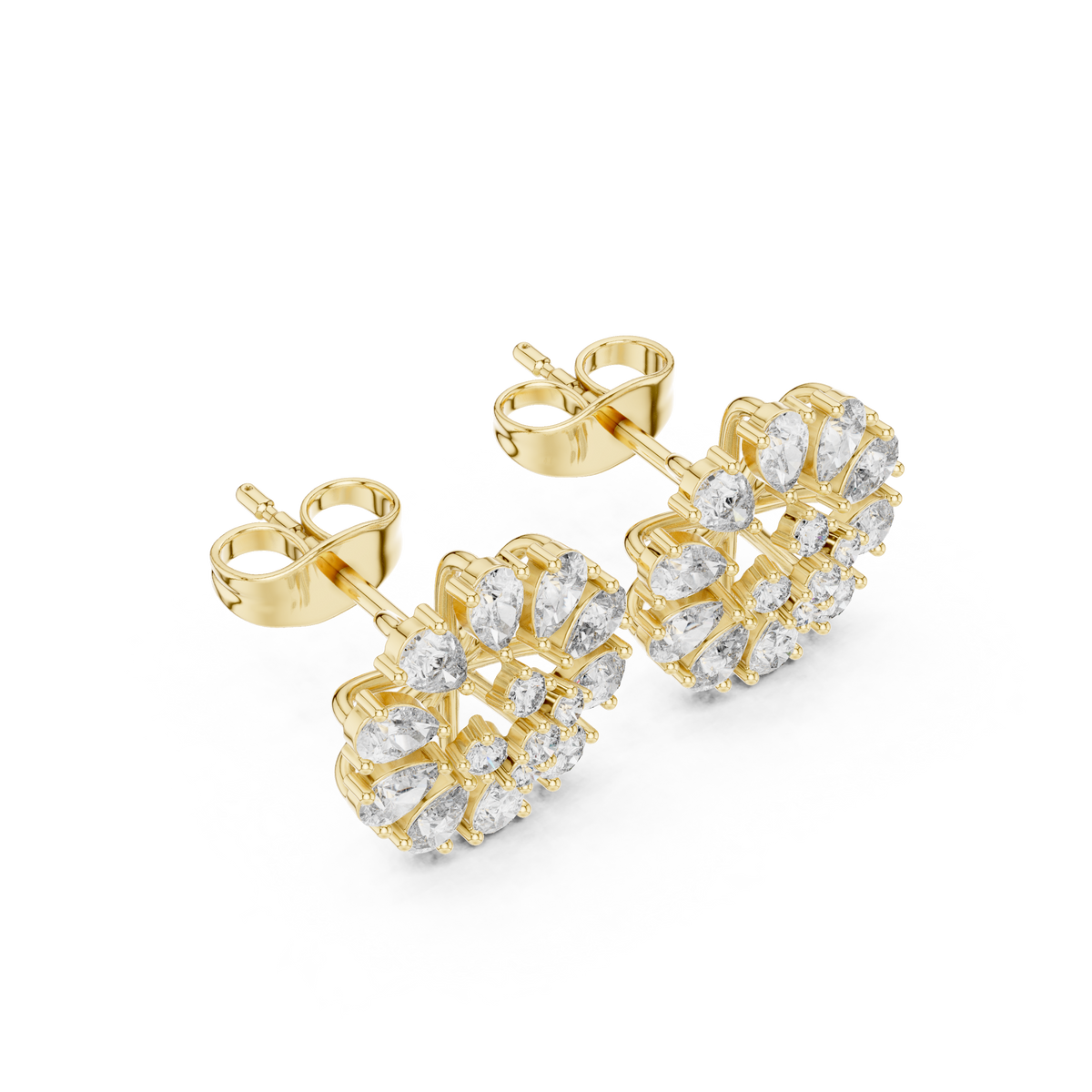 Elvanna Pear Bloom Diamond Studs