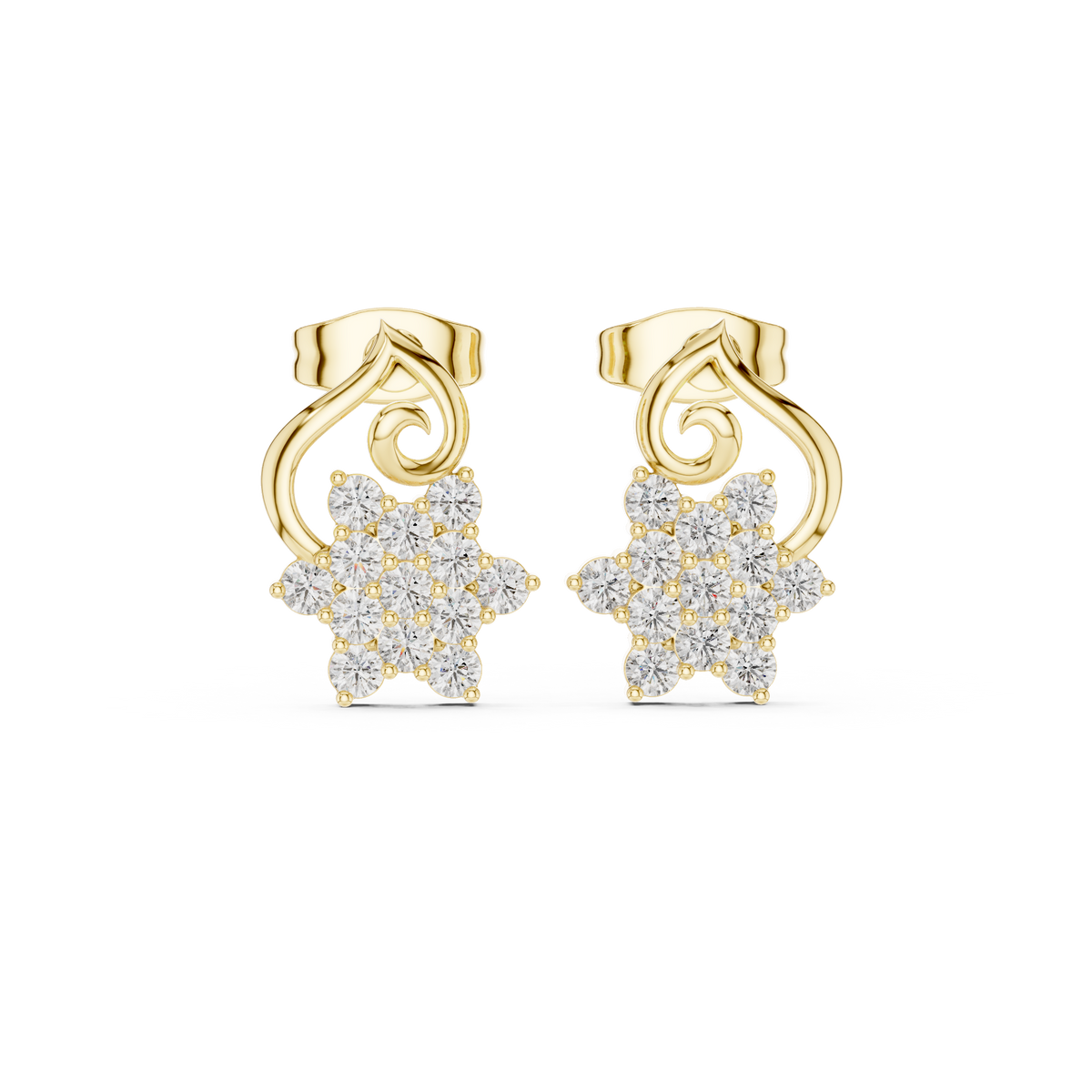 Virelisse Floral Scroll Diamond Studs