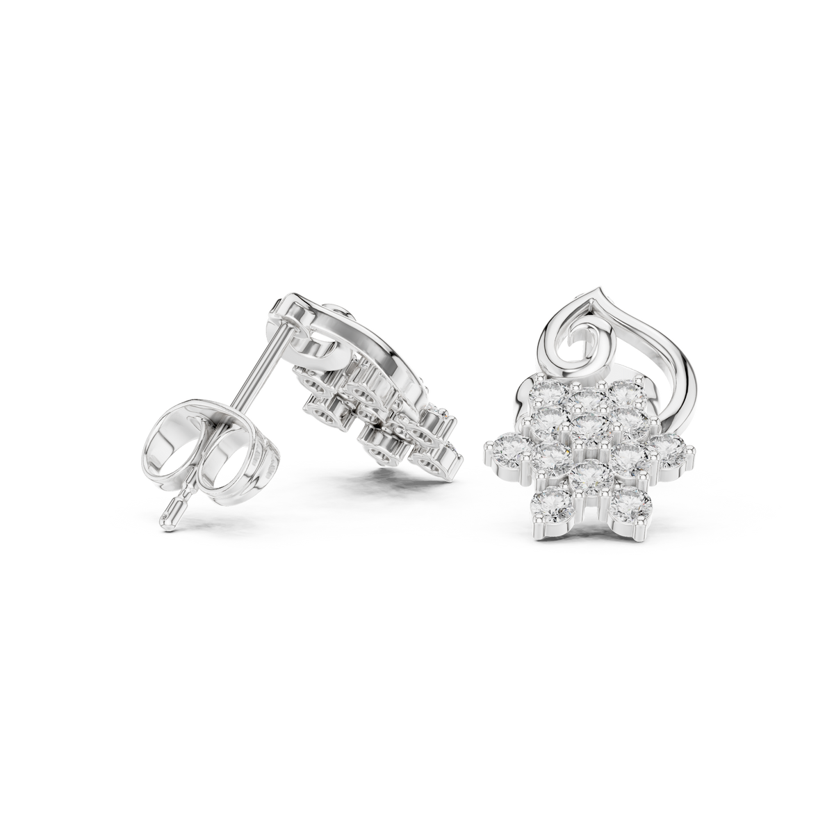 Virelisse Floral Scroll Diamond Studs