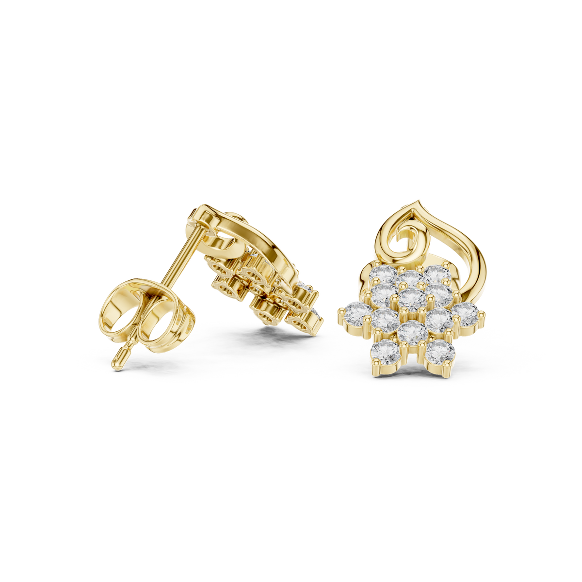 Virelisse Floral Scroll Diamond Studs