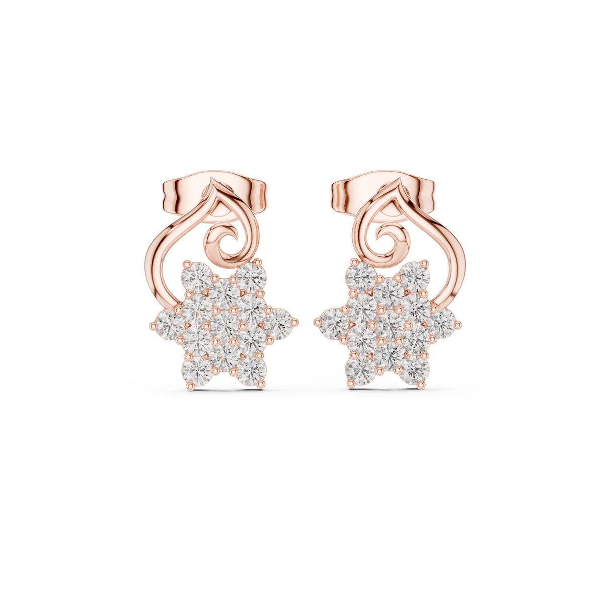 Virelisse Floral Scroll Diamond Studs