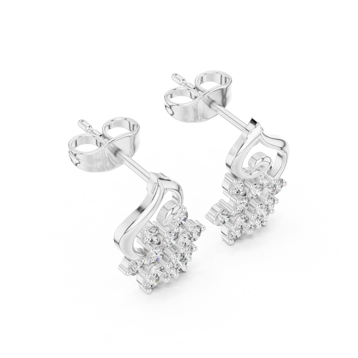 Virelisse Floral Scroll Diamond Studs