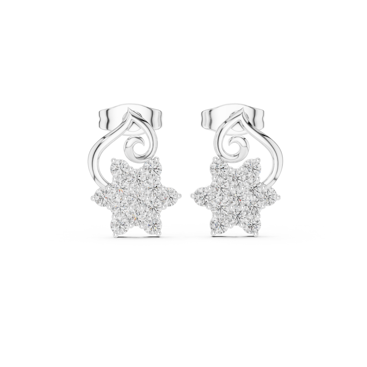 Virelisse Floral Scroll Diamond Studs