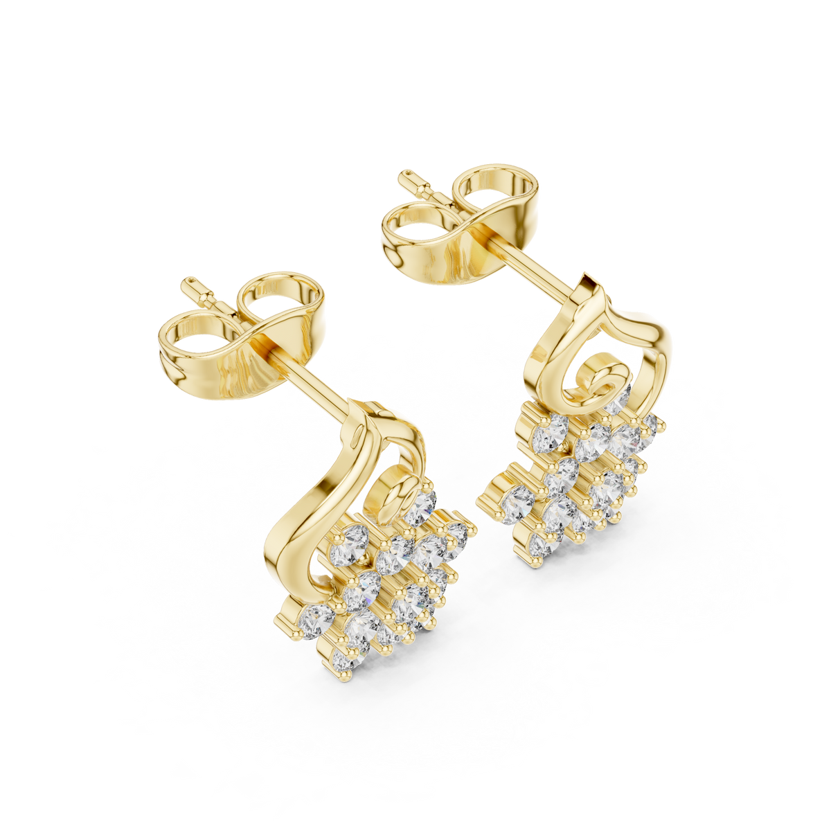 Virelisse Floral Scroll Diamond Studs