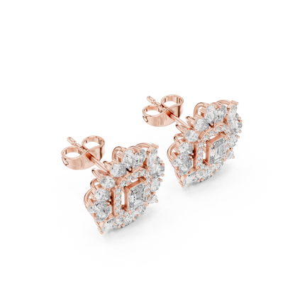 Elvessa Emerald Floral Frame Studs