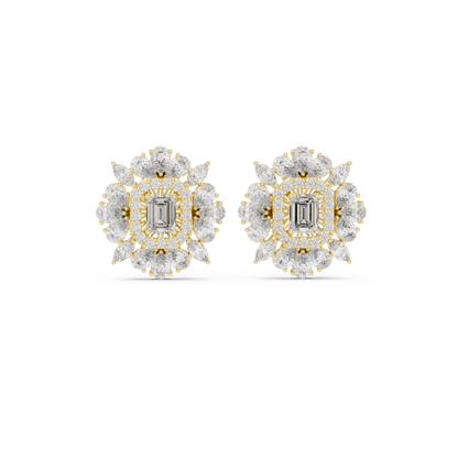 Elvessa Emerald Floral Frame Studs
