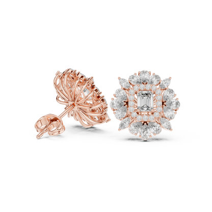 Elvessa Emerald Floral Frame Studs