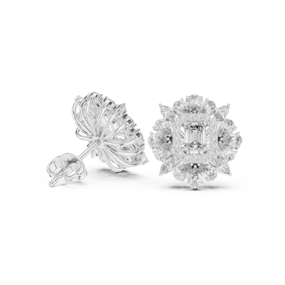 Elvessa Emerald Floral Frame Studs