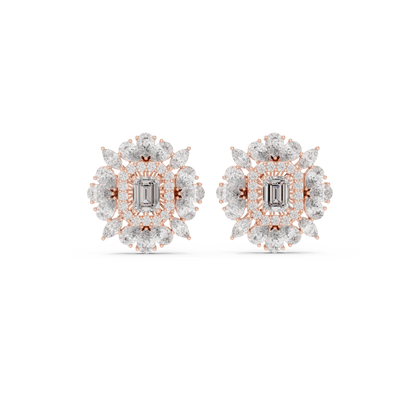 Elvessa Emerald Floral Frame Studs