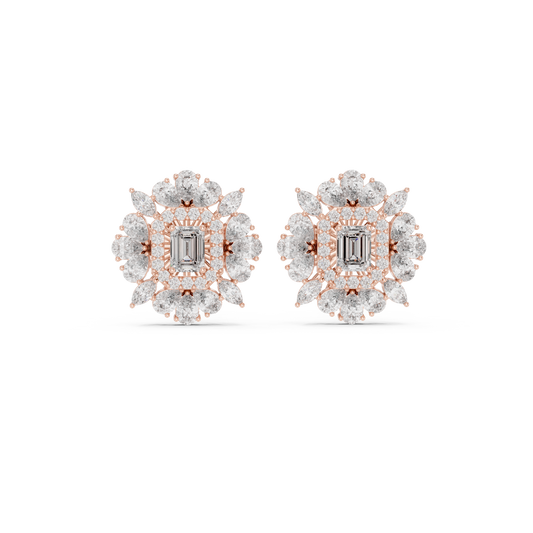 Elvessa Emerald Floral Frame Studs