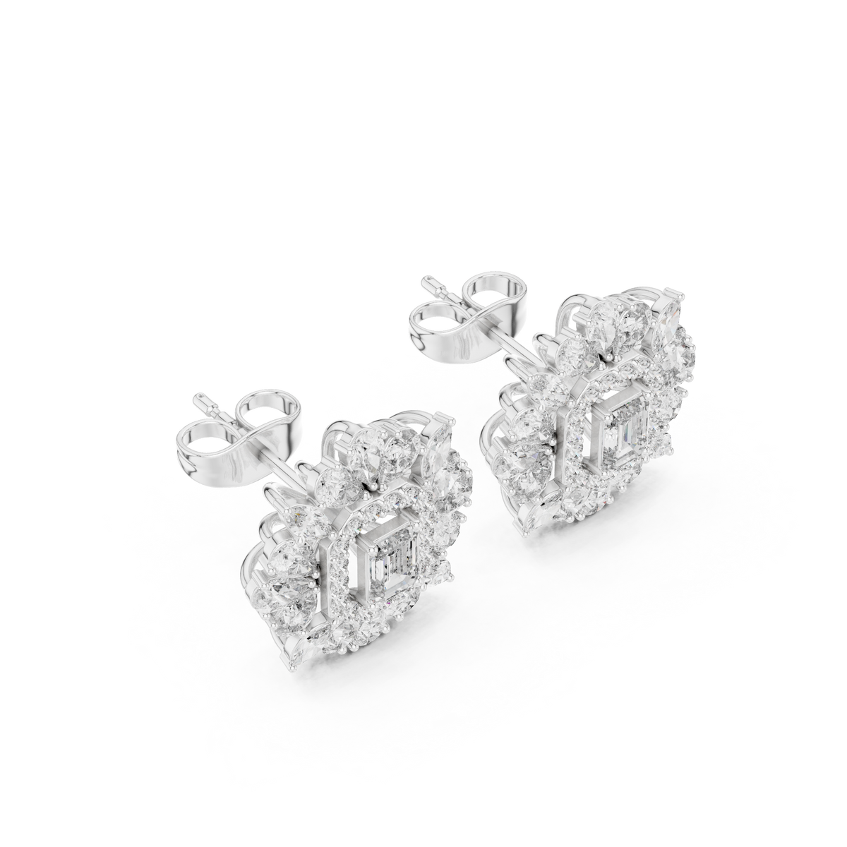 Elvessa Emerald Floral Frame Studs