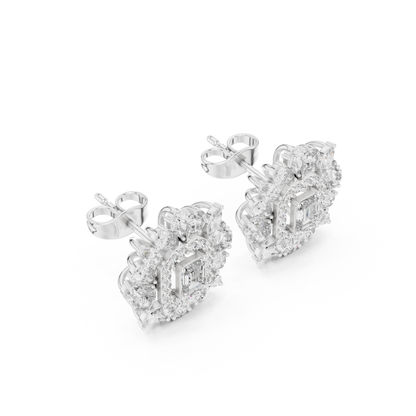 Elvessa Emerald Floral Frame Studs