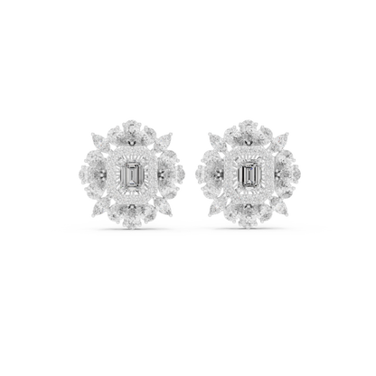 Elvessa Emerald Floral Frame Studs
