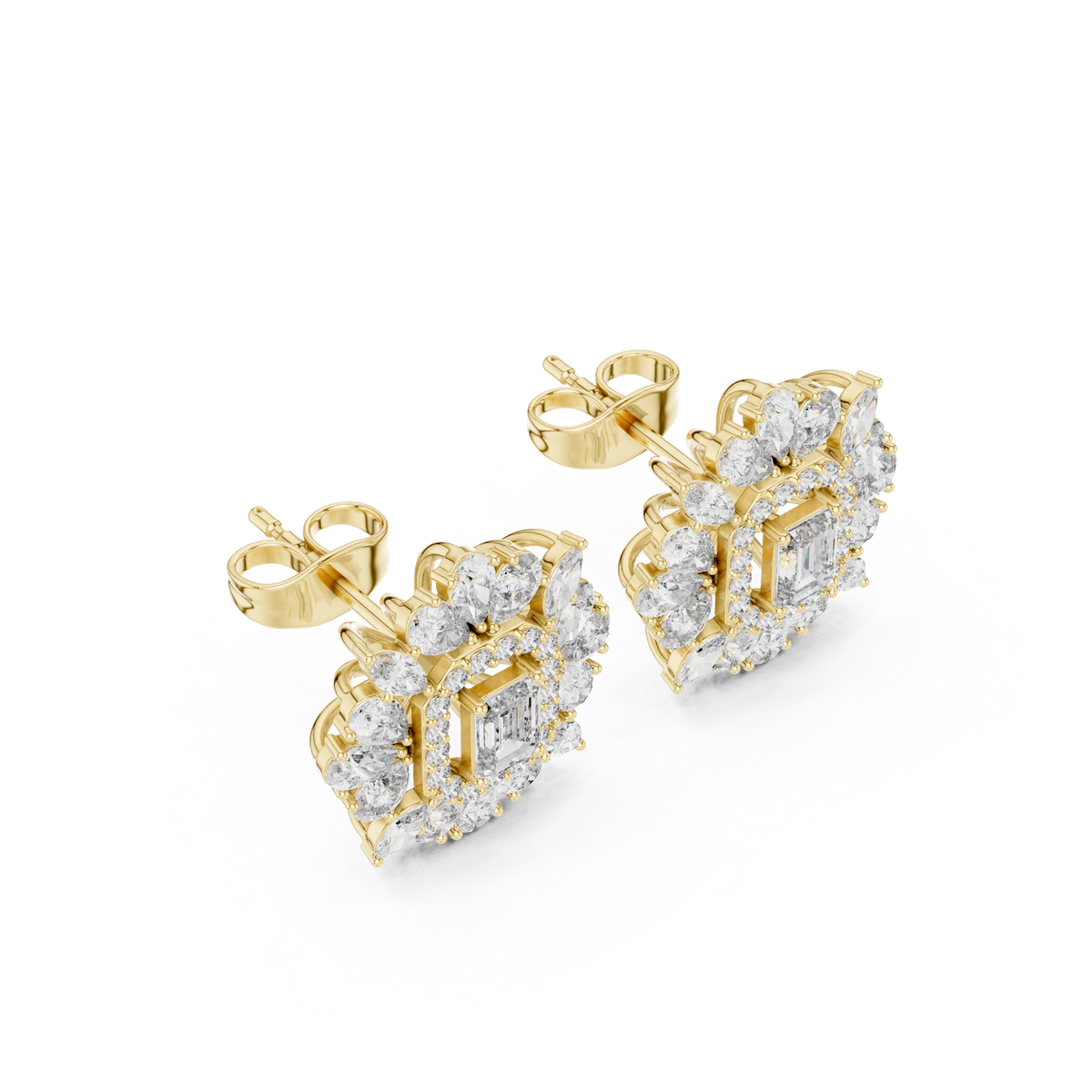 Elvessa Emerald Floral Frame Studs