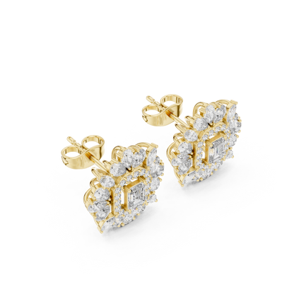 Elvessa Emerald Floral Frame Studs