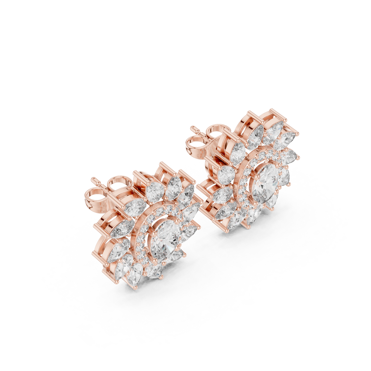 Virellia Oval Bloom Diamond Studs